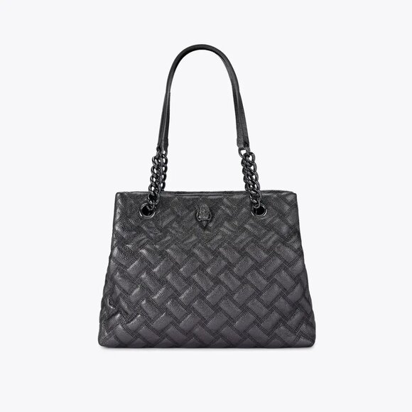 Kurt Geiger London - Kensington Gunmetal Leather Tote Bag - Metallic Silver Grey - Picture 2 of 5